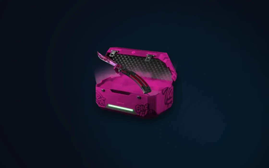 Fast CS2 case opening shown with motion lines and a lightning bolt
